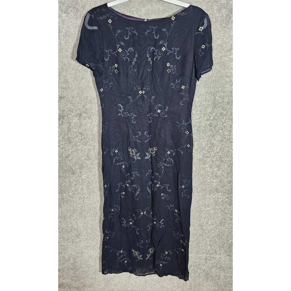 Tristan & Iseut Sheer Floral Overlay Maxi Dress Womens Sz 8 Whimsigoth Feminine